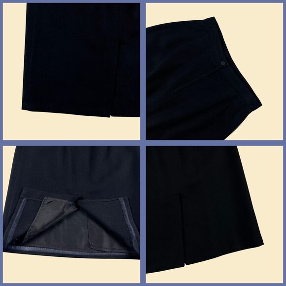 Vintage 80s black wool skirt, size 12 Radcliffe Petites midi to maxi skirt - Picture 2 of 8